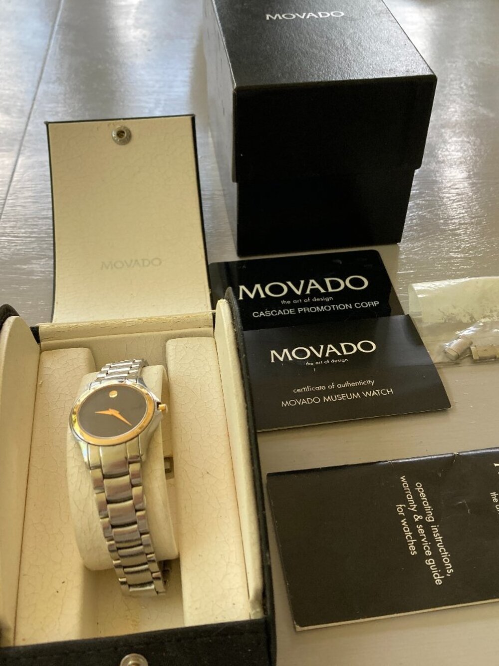 Vintage Movado Classic Museum Women Watch Black Dial Works Perfect Model 0605872